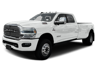 white 2023 ram 3500 truck front left angle view