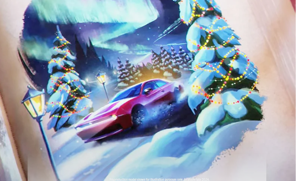 A Dodge Charger In A Snowy Holiday Scene