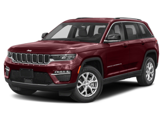 red 2023 grand cherokee front left angle view