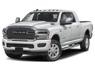 white 2023 ram 2500 truck front left angle view